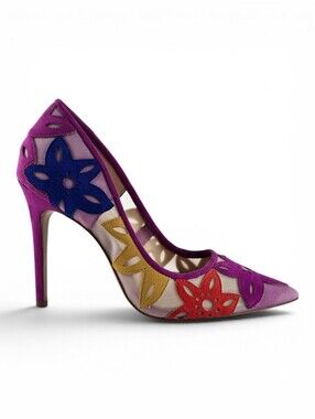Jessica Simpson Women's Perie Floral Cutout Mesh Pointed Toe Pumps Purple 7M